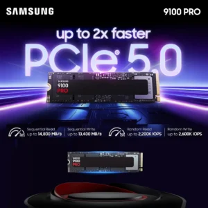 SAMSUNG SSD 9100 PRO 2TB, PCIe 5.0×4 M.2 2280, Seq. Read Speeds Up to 14,800MB/s, Best for AI Computing, Gaming, and Heavy Duty Workstations | MZ VAP2T0B/AM